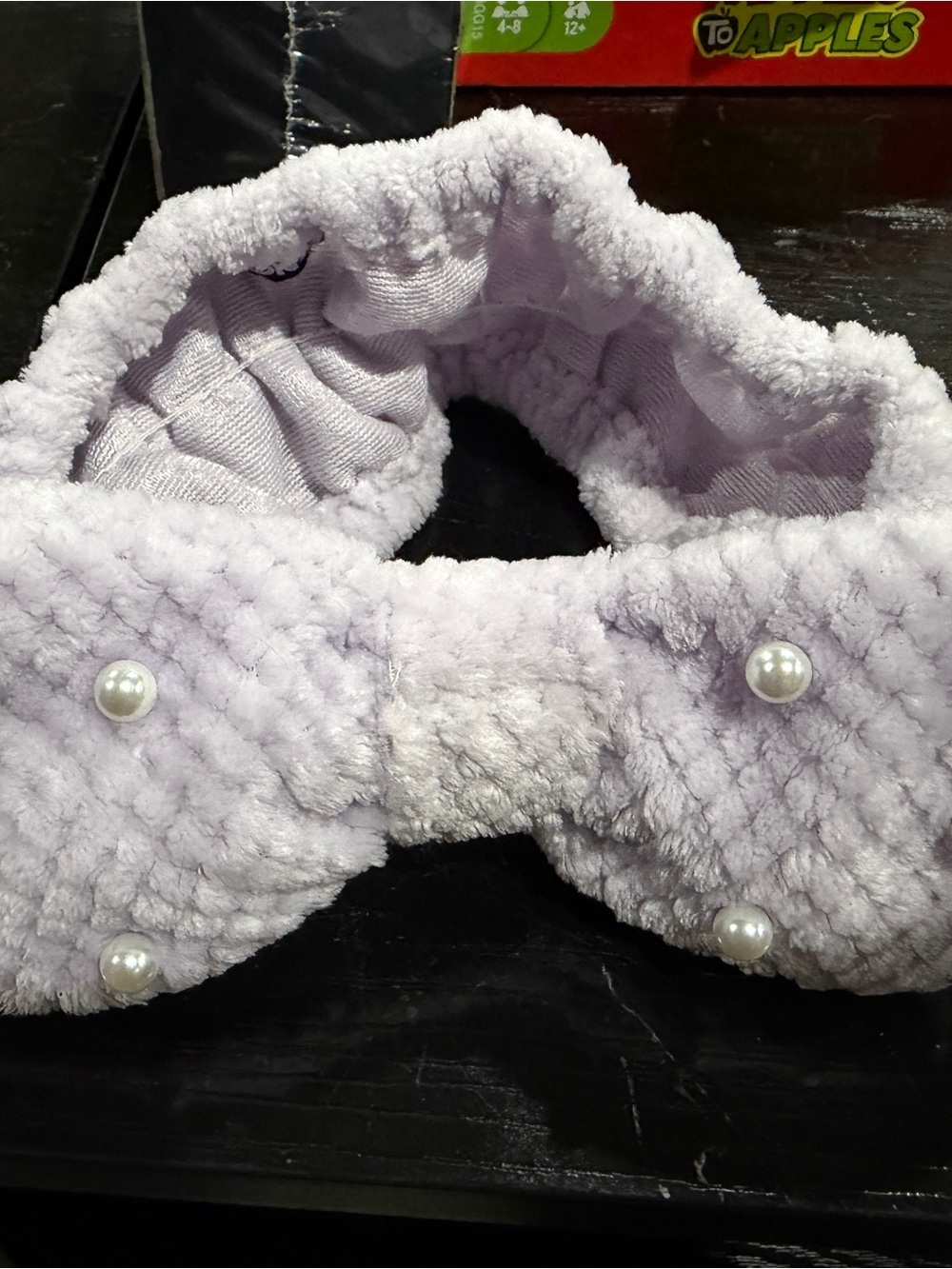 Plush Bow Pearl Headband - Lilac and Orange